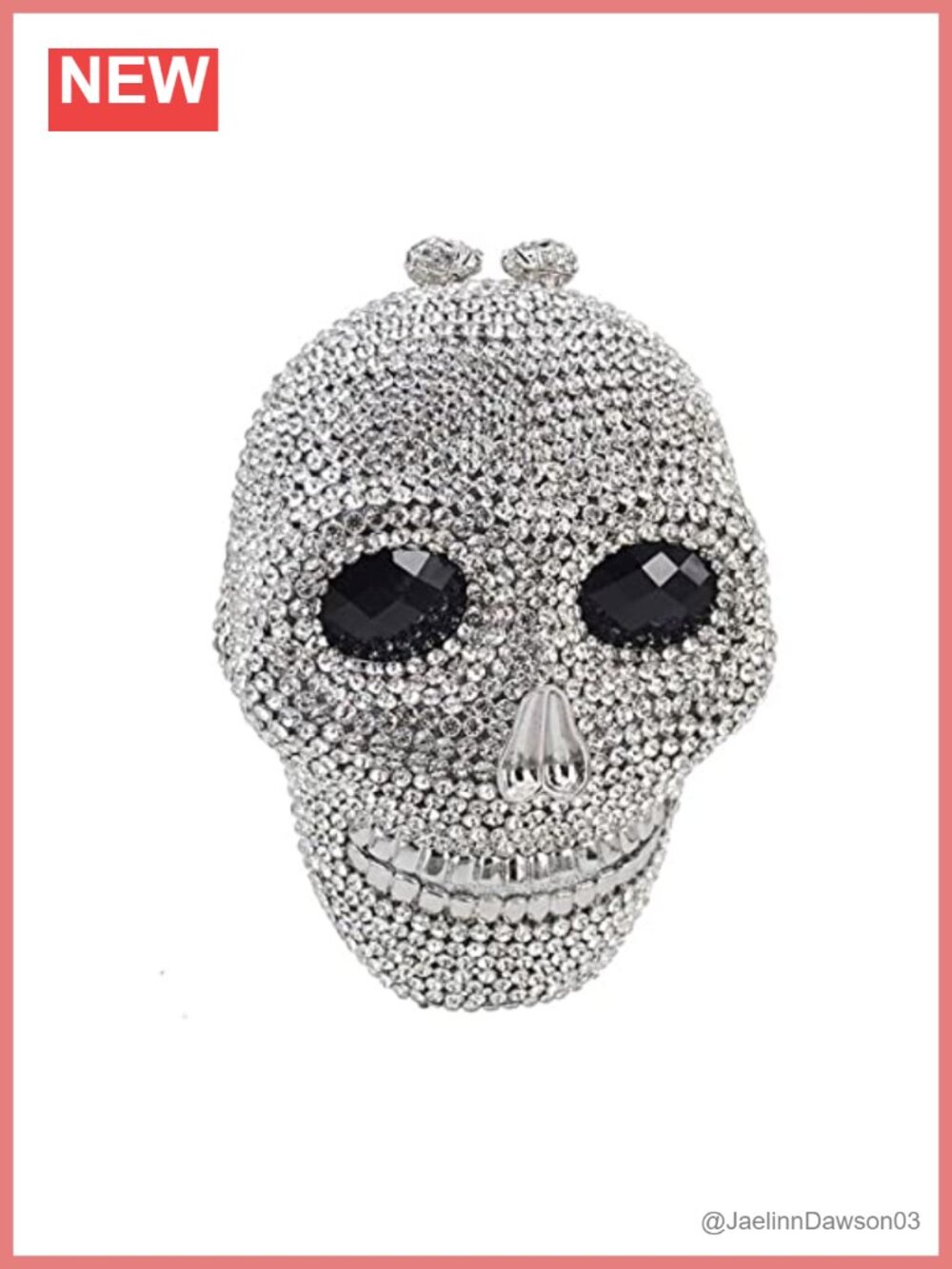 Rhinestone Skull Clutch Purse with Detachable Chain Strap